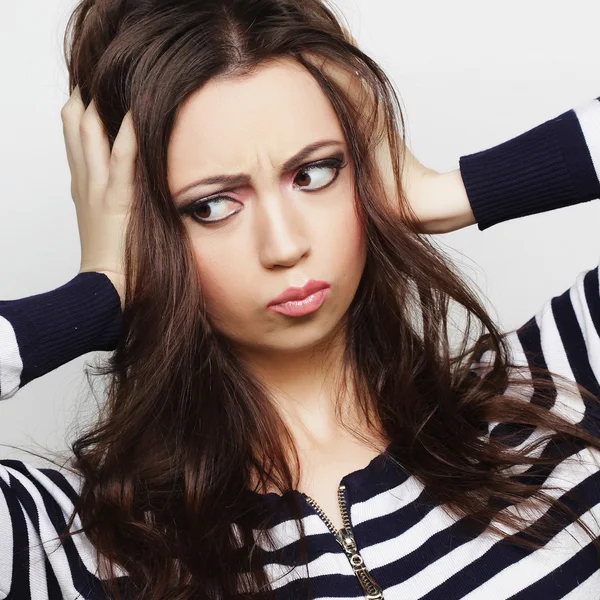 Beautiful young surprised woman. — Stock Photo, Image