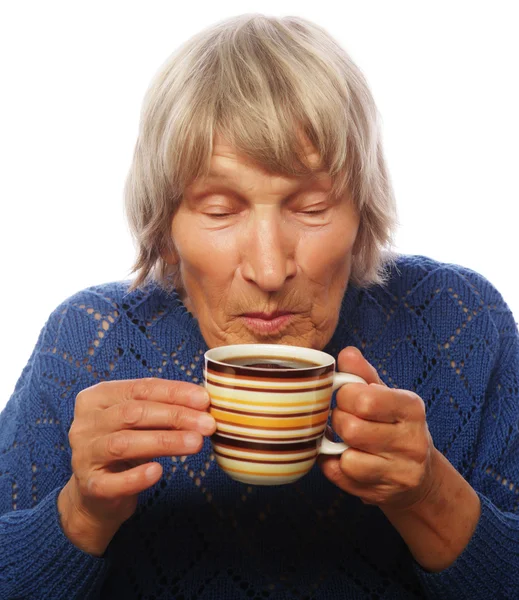 Szczęśliwy staruszka z kawy — Zdjęcie stockowe