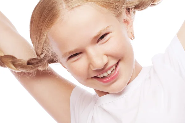 Pequena menina feliz com grande sorriso . — Fotografia de Stock