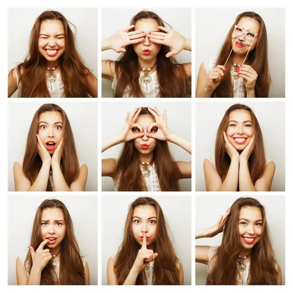 Collage de retratos de mujer feliz —  Fotos de Stock