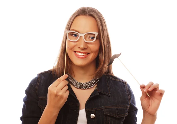 Giocoso giovane donna pronta per la festa — Foto Stock