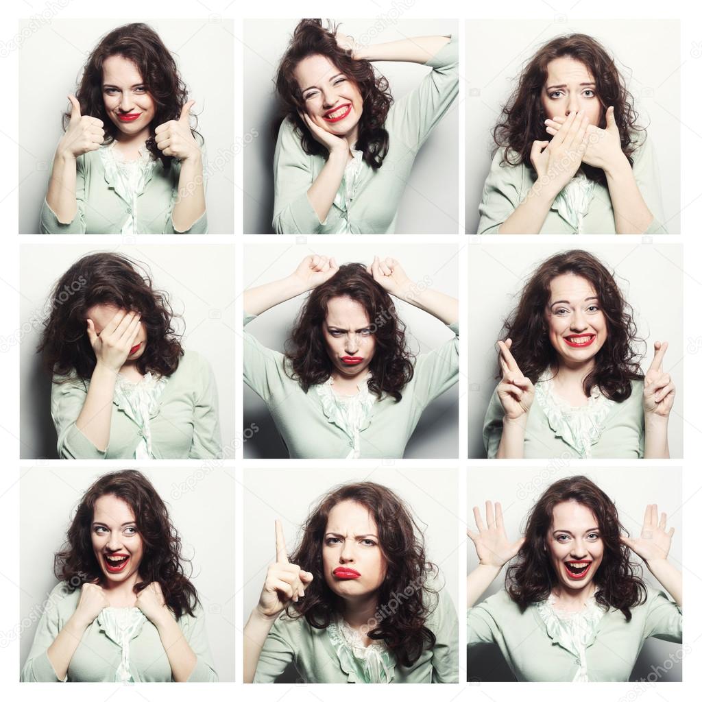 the same woman making diferent expressions