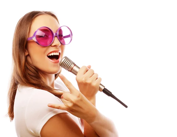 Happy singing girl — Stock Photo, Image