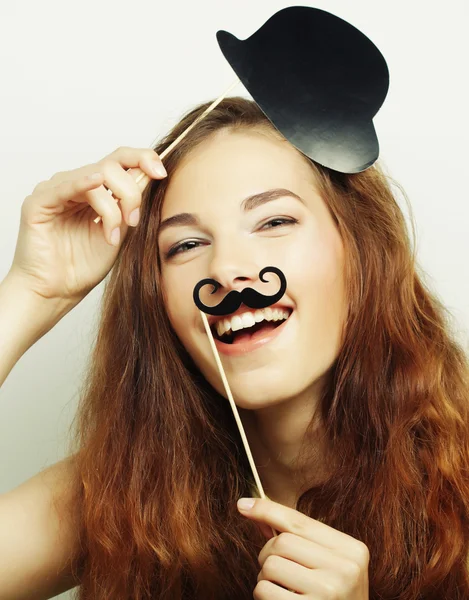 Giocoso giovane donna pronta per la festa — Foto Stock