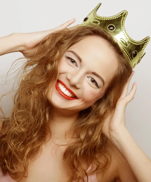 Young blond woman in crown — Stock Photo, Image