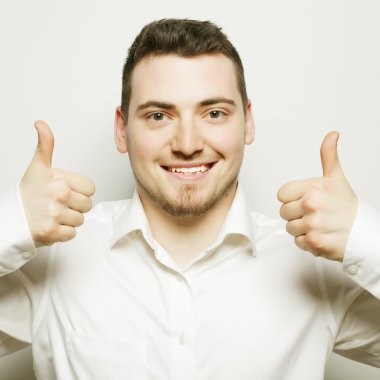 iş adam adam başparmak yukarı