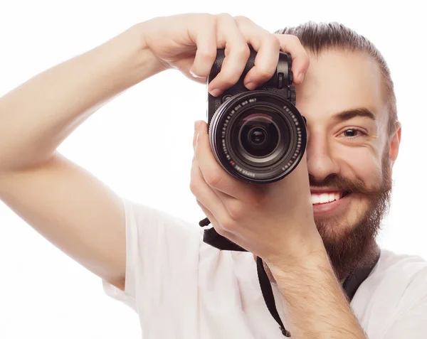 Young bearded  photographer — Stock Photo, Image