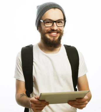 mutlu genç sakallı adam