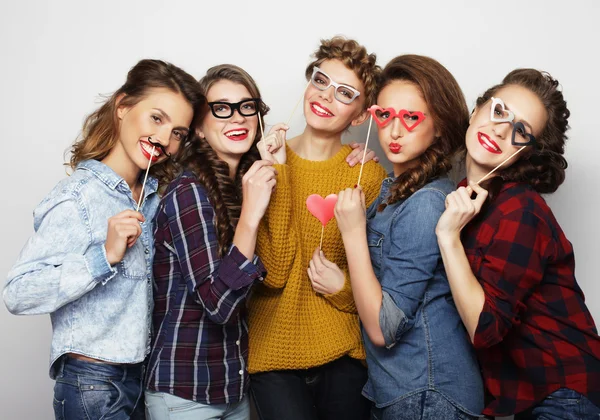 Hipster girls best friends ready for party — Stock Photo, Image