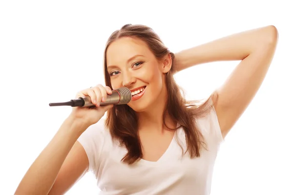 Happy singing girl. — Stock Photo, Image