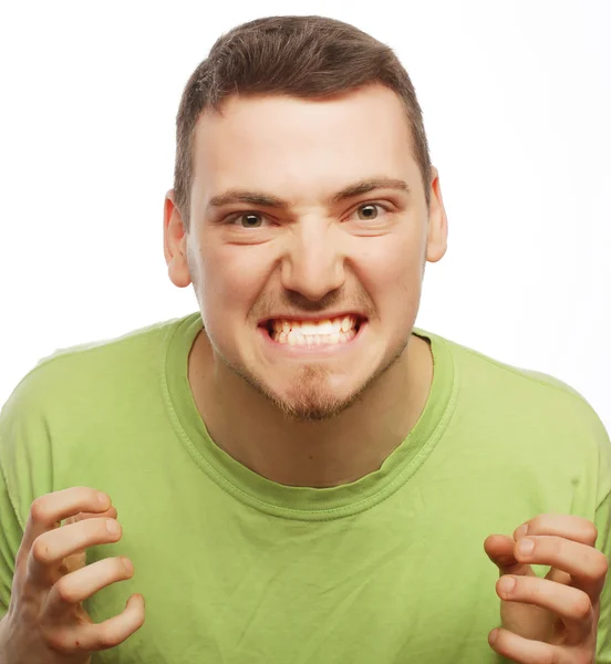 Jovem feliz em t-shirt verde — Fotografia de Stock