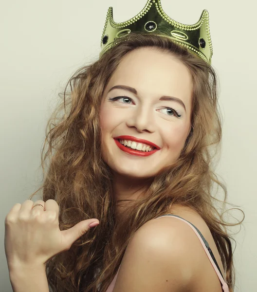 Young blond woman in crown — Stock Photo, Image