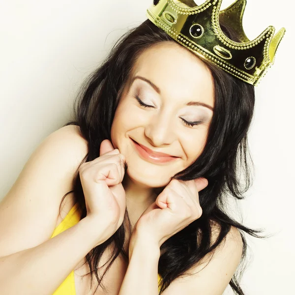 Young lovely woman with crown — Stock Photo, Image