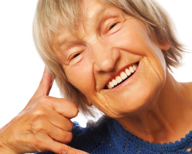 mutlu kadın kıdemli bana jest arama yapma