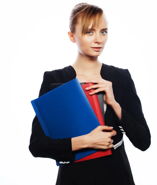 Businesswoman with folders — Stock Photo, Image