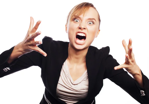 Сердитий кричали бізнес-леді — стокове фото