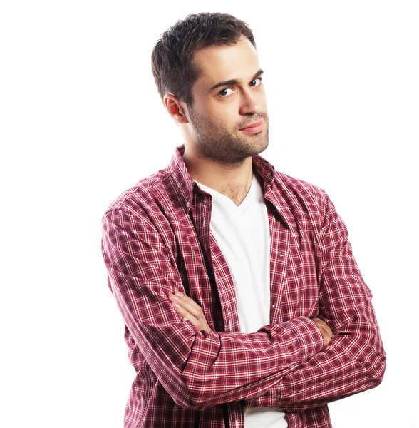 Handsome young man in shirt looking at camera — Stock Photo, Image