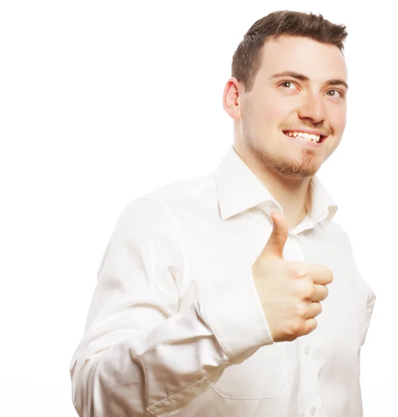 Business man man going thumbs up — Stock Photo, Image