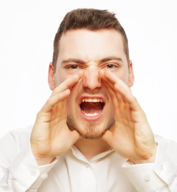 beyaz gömlek bağırarak işadamı