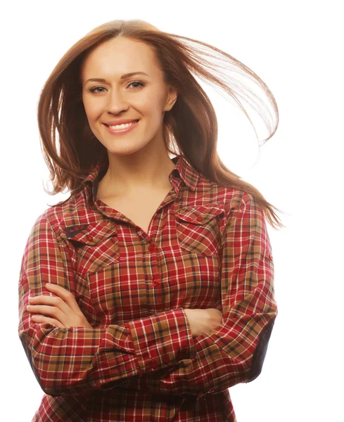 Young brunette woman in shirt — Stock Photo, Image