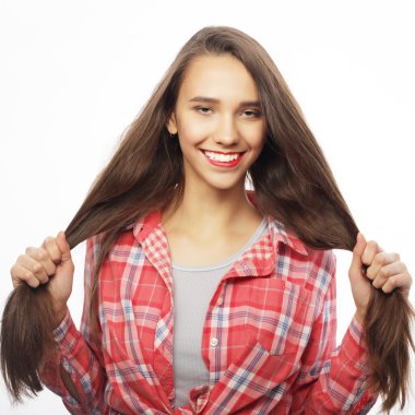 güzel genç mutlu kadın.