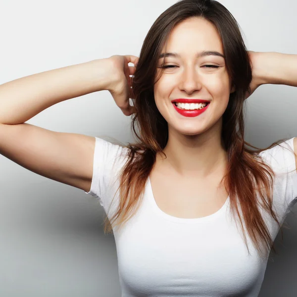 Bela jovem surpreso mulher. — Fotografia de Stock