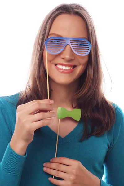 Giocoso giovane donna pronta per la festa — Foto Stock