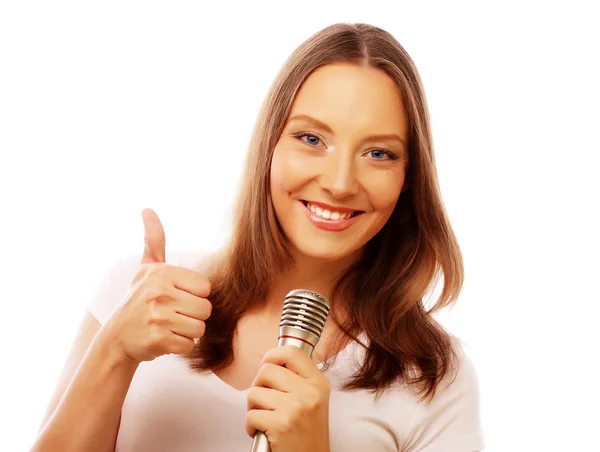 Happy singing girl. — Stock Photo, Image