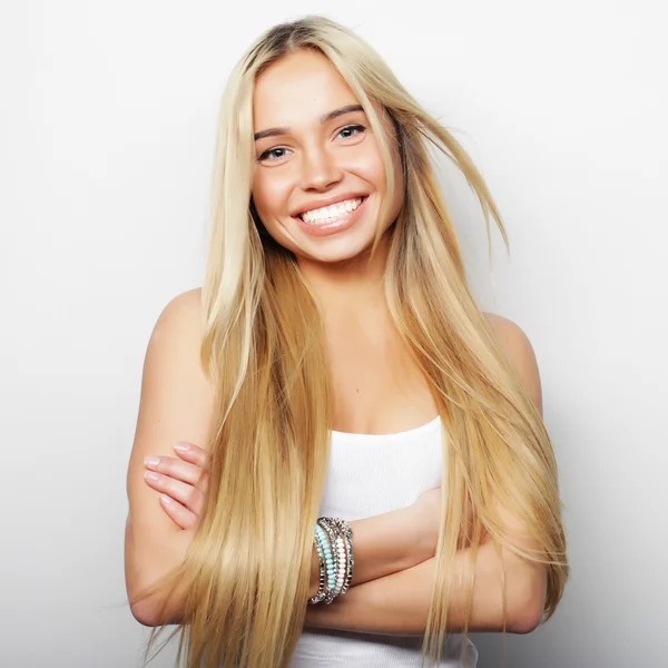 Young cute smiling blond girl — Stock Photo, Image