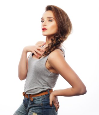 kaplama ile genç bir Bayan portresi