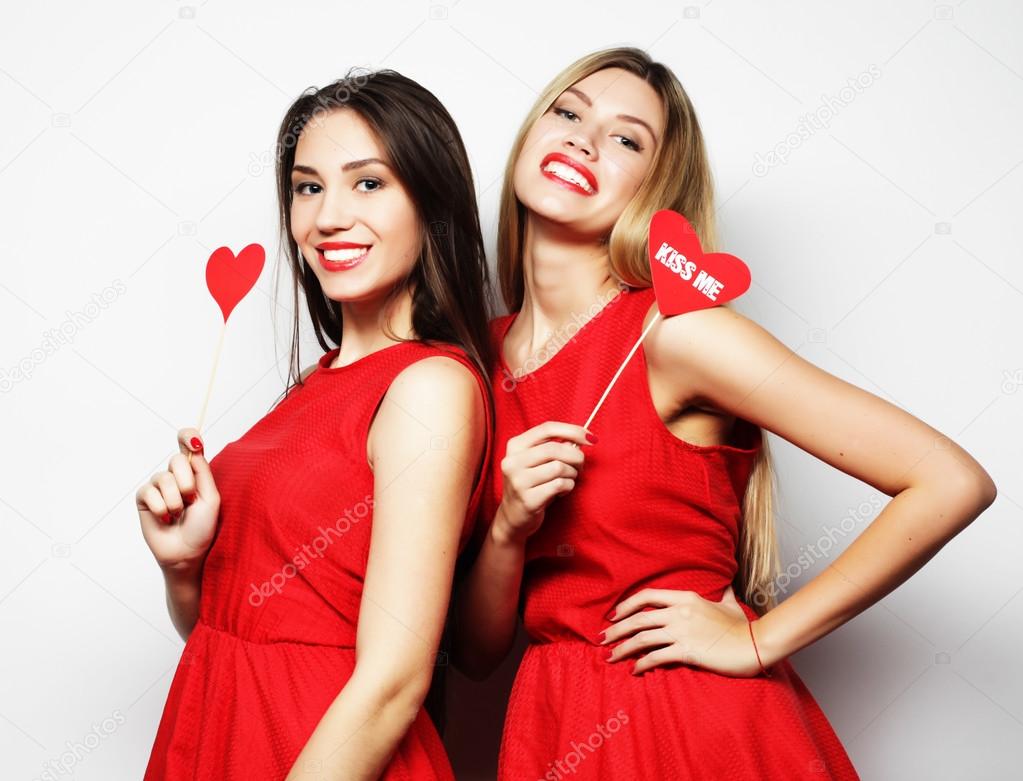 sexy girls in red dress