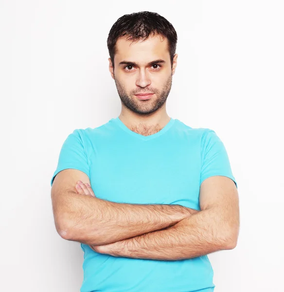 Hombre guapo en camisa azul — Foto de Stock