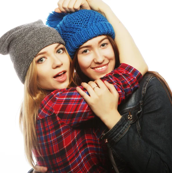 Two young girl friends  having fun. — Stock Photo, Image