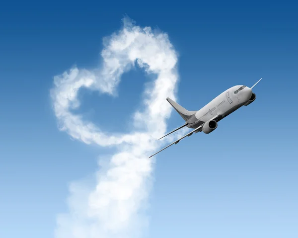 Herzförmige Spur aus Flugzeug — Stockfoto