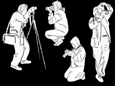 siyah arka plan üzerine fotoğrafçılar