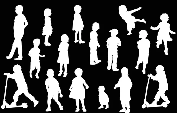 Çocuk silhouettes — Stok Vektör