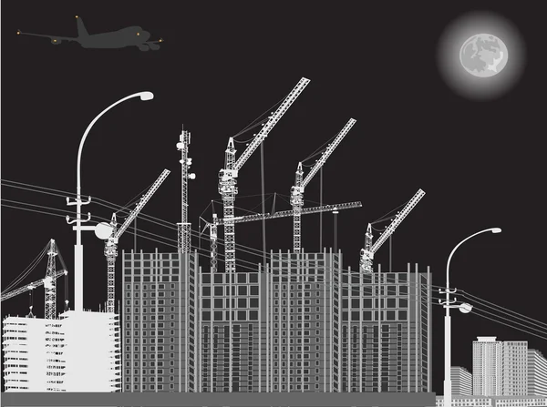 City grey industrial landscape — Stock Vector
