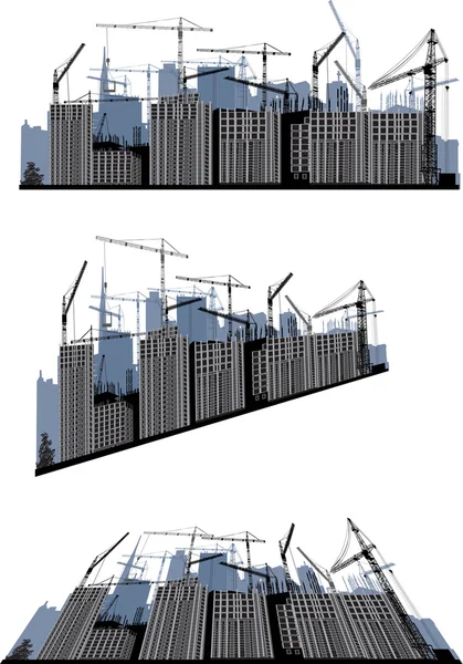 Bâtiment et grues — Image vectorielle