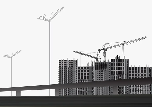 Bâtiment et lampadaires — Image vectorielle