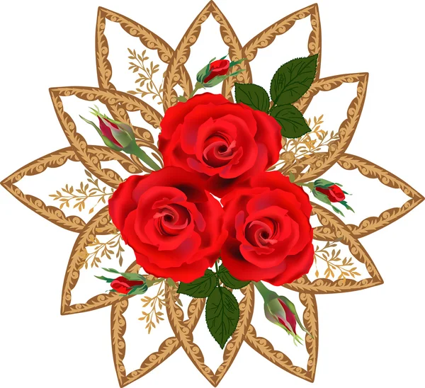 Tres rosas rojas — Vector de stock