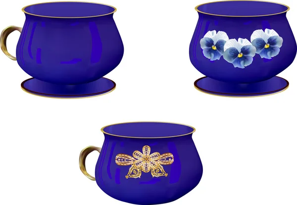 Синій чашки колекції — стоковий вектор