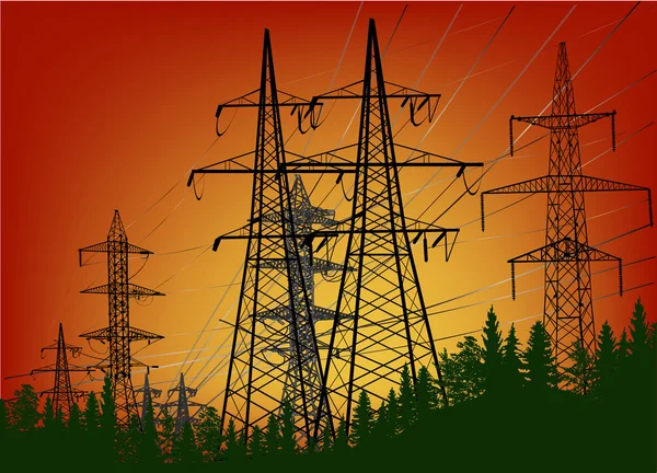 Electric towers group — Stock Vector