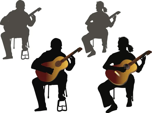 Чотири гітаристів — стоковий вектор