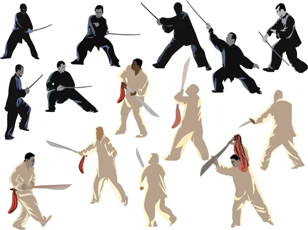 Hombres de kung fu — Archivo Imágenes Vectoriales