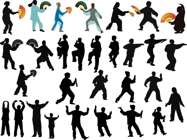 Sportivi di kung fu — Vettoriale Stock