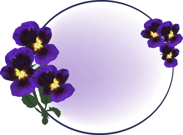 Circle frame with violet flowers — Stock Vector