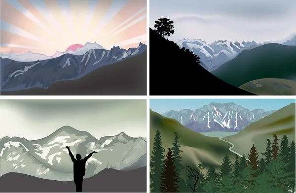 Landscapes illustrations — Stock Vector