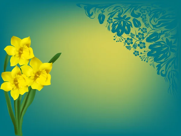 Žluté narcisy květiny — Stockový vektor