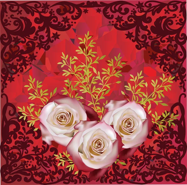 Flores de rosa en cuadrado — Archivo Imágenes Vectoriales