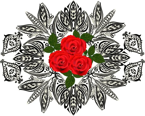 Tres rosas brillantes — Vector de stock